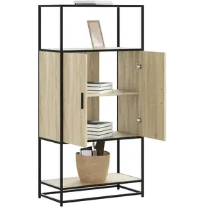 vidaXL Buffet haut chêne sonoma 68x35x139 cm bois d'ingénierie métal pas cher