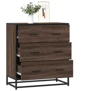 vidaXL Buffet chêne marron 68x35x76 cm bois d'ingénierie et métal pas cher