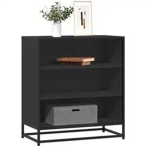 vidaXL Buffet noir 68x35x76 cm bois d'ingénierie et métal pas cher