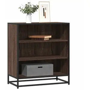 vidaXL Buffet chêne marron 68x35x76 cm bois d'ingénierie et métal pas cher