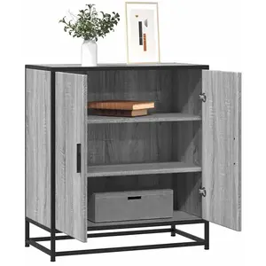 vidaXL Buffet sonoma gris 68x35x76 cm bois d'ingénierie et métal pas cher