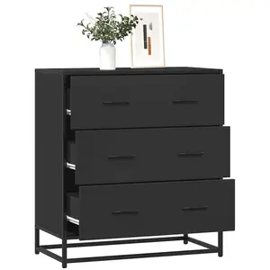 vidaXL Buffet noir 68x35x76 cm bois d'ingénierie et métal pas cher
