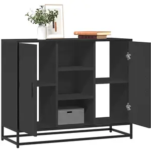 vidaXL Buffet noir 92x35x76 cm bois d’ingénierie pas cher