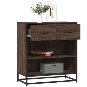 vidaXL Buffet chêne marron 68x35x76 cm bois d'ingénierie pas cher