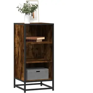 vidaXL Buffet chêne fumé 35,5x35x76 cm bois d'ingénierie et métal pas cher