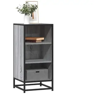 vidaXL Buffet sonoma gris 35,5x35x76 cm bois d'ingénierie et métal pas cher