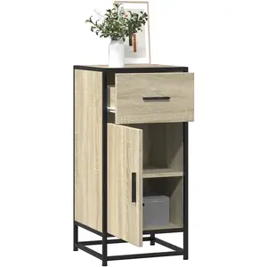 vidaXL Buffet chêne sonoma 35,5x35x76 cm bois d'ingénierie et métal pas cher