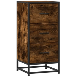 vidaXL Buffet chêne fumé 35,5x35x76 cm bois d'ingénierie et métal pas cher