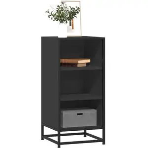 vidaXL Buffet noir 35,5x35x76 cm bois d'ingénierie et métal pas cher