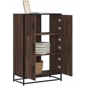vidaXL Buffet haut chêne marron 68x35x106,5 cm bois ingénierie métal pas cher