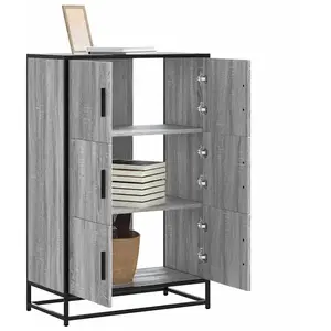 vidaXL Buffet haut sonoma gris 68x35x106,5 cm bois ingénierie et métal pas cher