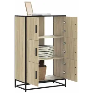 vidaXL Buffet haut chêne sonoma 68x35x106,5 cm bois ingénierie métal pas cher