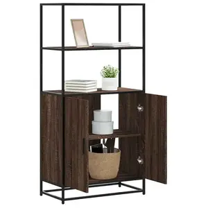 vidaXL Buffet haut chêne marron 68x35x139 cm bois d'ingénierie métal pas cher