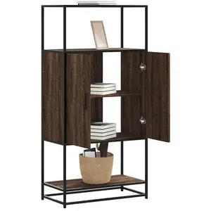 vidaXL Buffet haut chêne marron 68x35x139 cm bois d'ingénierie métal pas cher