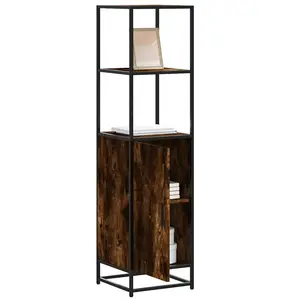 vidaXL Buffet haut chêne fumé 35,5x35x139 cm bois d'ingénierie métal pas cher