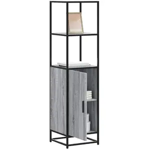 vidaXL Buffet haut sonoma gris 35,5x35x139 cm bois d'ingénierie métal pas cher
