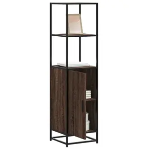 vidaXL Buffet haut chêne marron 35,5x35x139 cm bois d'ingénierie métal pas cher