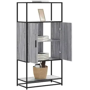 vidaXL Buffet haut sonoma gris 68x35x139 cm bois d'ingénierie et métal pas cher