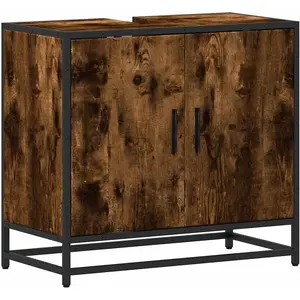 vidaXL Armoire de lavabo de salle de bain chêne fumé 65x33x60 cm pas cher