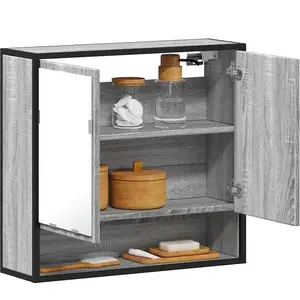 vidaXL Armoire à miroir de salle de bain sonoma gris bois d’ingénierie pas cher