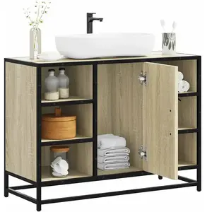vidaXL Armoire lavabo de salle de bain chêne sonoma bois d'ingénierie pas cher