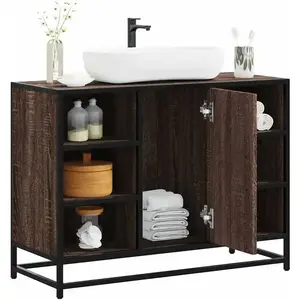 vidaXL Armoire lavabo de salle de bain chêne marron bois d'ingénierie pas cher