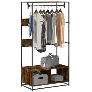 vidaXL Armoire chêne fumé 90x50x180 cm bois d'ingénierie pas cher