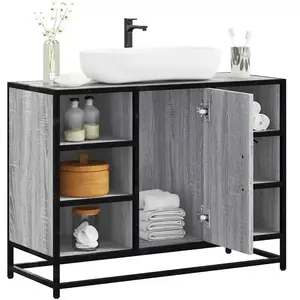vidaXL Armoire lavabo de salle de bain sonoma gris bois d'ingénierie pas cher