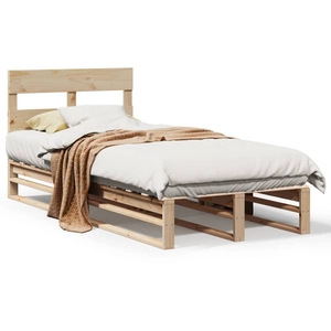Vidaxl - Cadre de lit sans matelas 75x190 cm bois de pin massif Natural pas cher