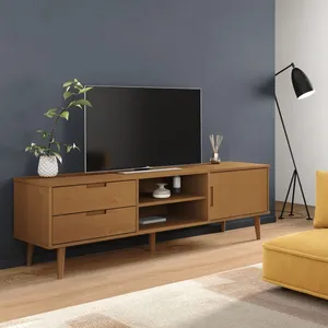 vidaXL Meuble TV MOLDE Marron 158x40x49 cm Bois de pin massif pas cher