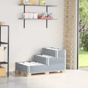 vidaXL Collier de palette à 3 niveaux gris 120x80cm bois de pin massif pas cher