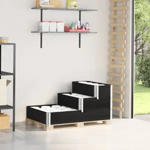 vidaXL Collier de palette à 3 niveaux noir 120x80cm bois de pin massif pas cher