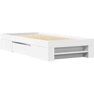 vidaXL Vidaxl Cadre De Lit Sans Matelas Blanc 90x190 Cm Bois D'ingénierie pas cher