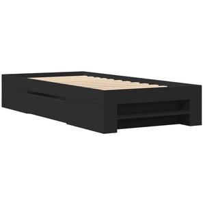 vidaXL Cadre de lit noir 90x190 cm bois d'ingénierie pas cher