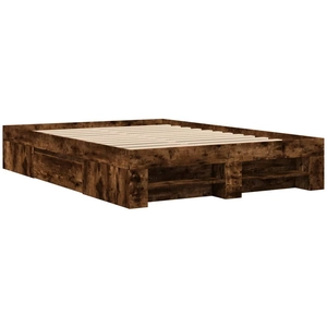 vidaXL Cadre de lit sans matelas chêne fumé 120x190 cm bois ingénierie pas cher