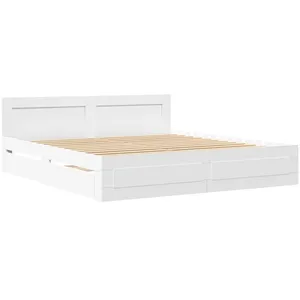 vidaXL Cadre de lit avec tête de lit blanc 180x200cm bois d'ingénierie pas cher