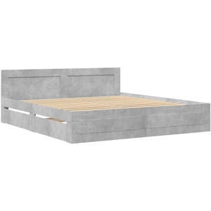 vidaXL Cadre de lit avec tête de lit gris béton 180x200 cm pas cher