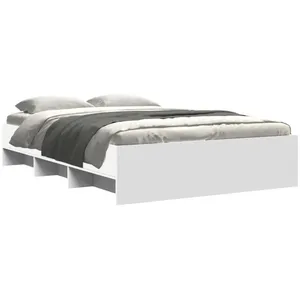 vidaXL Cadre de lit Blanc 140x190 cm bois d'ingénierie pas cher