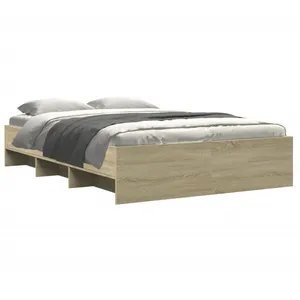 Cadre de lit chêne sonoma 140x190 cm bois d'ingénierie Vidaxl Brun pas cher