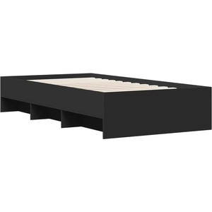 vidaXL Cadre de lit noir 160x200 cm bois d'ingénierie pas cher