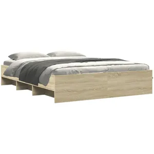 Cadre de lit chêne sonoma 160x200 cm bois d'ingénierie Vidaxl Brun pas cher