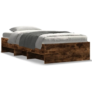 Cadre de lit chêne fumé 180x200 cm bois d'ingénierie Vidaxl Brun pas cher