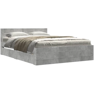 vidaXL Cadre de lit avec tête de lit gris béton 120x190 cm pas cher