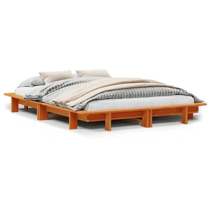 vidaXL Cadre de lit sans matelas cire marron 120x200cm bois pin massif pas cher