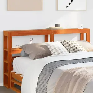 vidaXL Tête de lit avec étagères marron cire 135 cm bois massif de pin pas cher