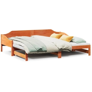 Lit de jour avec lit gigogne cire marron 80x200 cm pin massif vidaXL pas cher