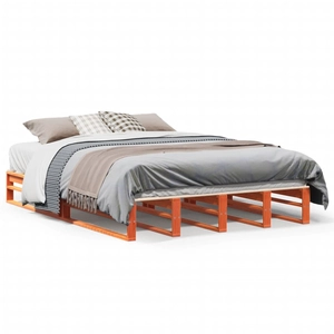vidaXL Cadre de lit sans matelas cire marron 120x190cm bois pin massif pas cher