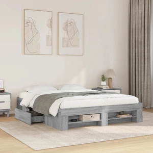 vidaXL Cadre de lit sonoma gris 160x200 cm bois d'ingénierie pas cher