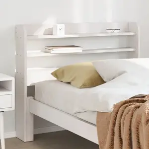 vidaXL Tête de lit avec étagères blanc 90 cm bois massif de pin pas cher