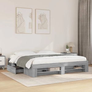 vidaXL Cadre de lit sonoma gris 180x200 cm bois d'ingénierie pas cher